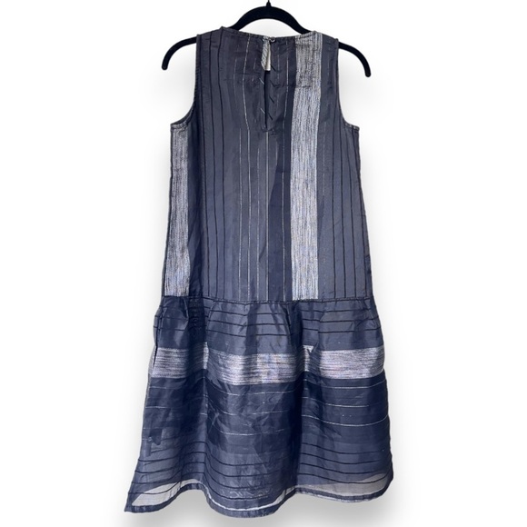 Ace & Jig Black Shadow/Metallic Silver Party Frock Sleeveless Knee Length Dress - Picture 10 of 16